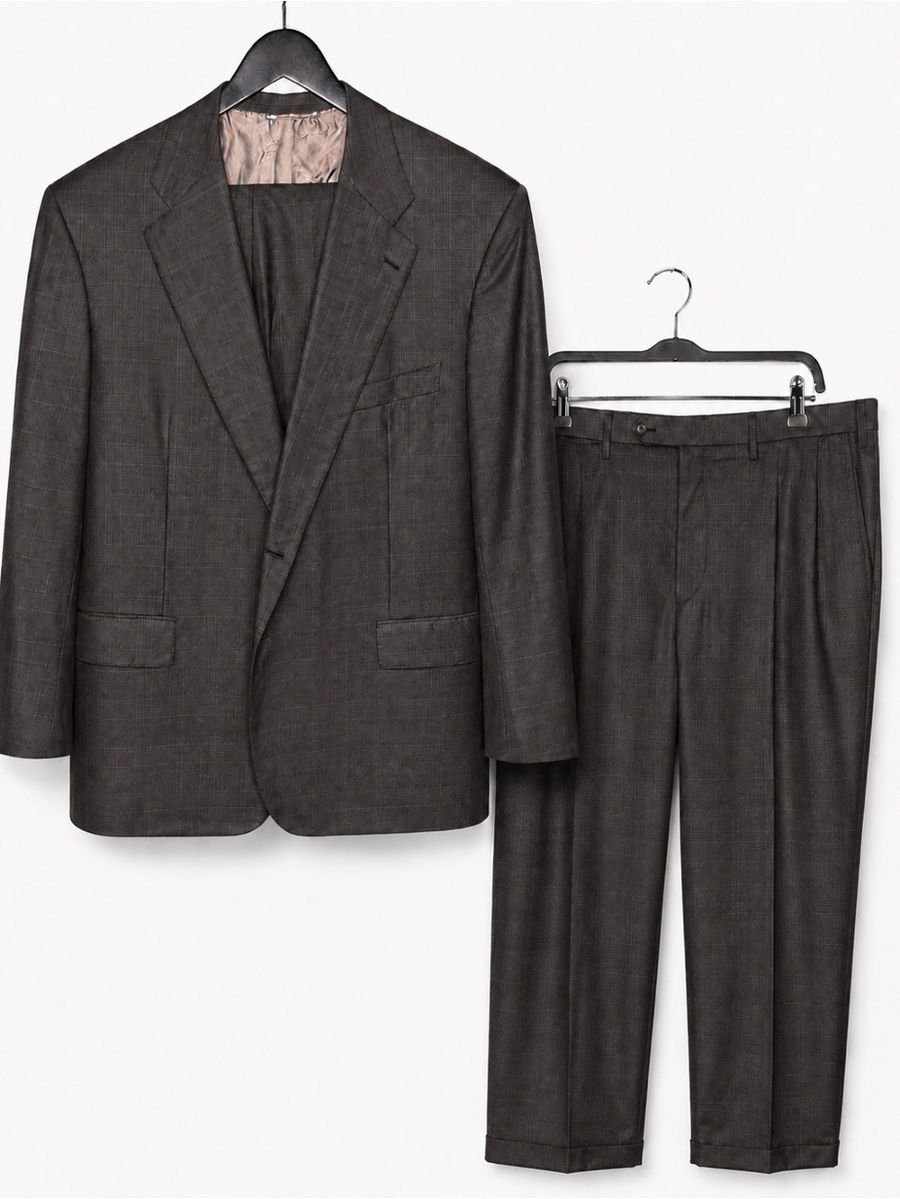 Kiton 14 Micron Super 180s Wool 2pc Suit Bergdorf Goodman Plaid Italy 42/44R